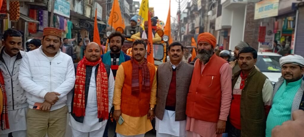 Shravasti: भाजपा नेता प्रो जनार्दन प्रसाद पांडेय ने अक्षत कलश मोटरसाइकिल यात्रा में किया प्रतिभाग